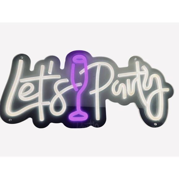 Let’s Party Neon Sign with On/Off Button and Brighten and Dim Settings - Picture 4 of 7
